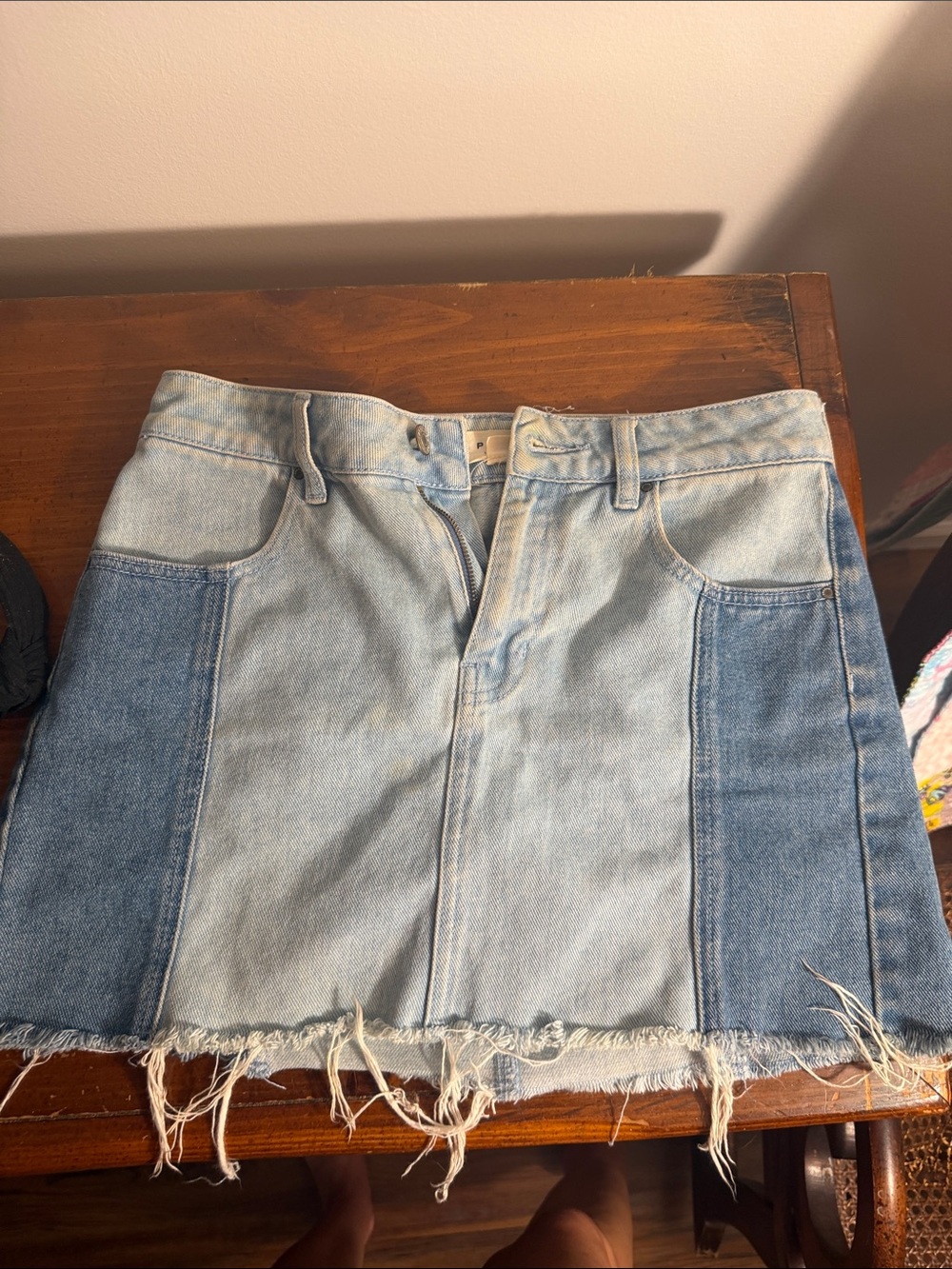 PacSun Two-Tone Light Blue Denim Patchwork Mini Skirt